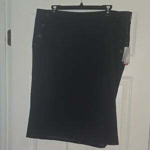 Chic Black Pencil Skirt with Button Detail